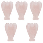 mookaitedecor Set of 5 Assorted Crystal Angel Figurines, 1.5 inch Mini Guardian Angel Statue Carving Pocket Stone Sculpture for