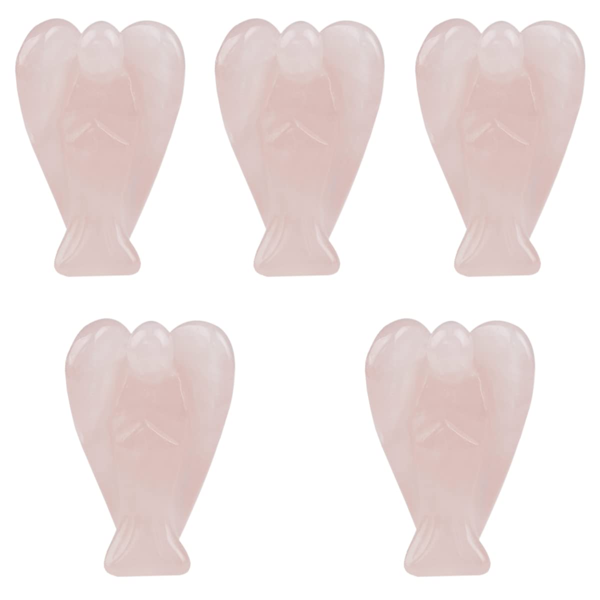 mookaitedecor Set of 5 Assorted Crystal Angel Figurines, 1.5 inch Mini Guardian Angel Statue Carving Pocket Stone Sculpture for