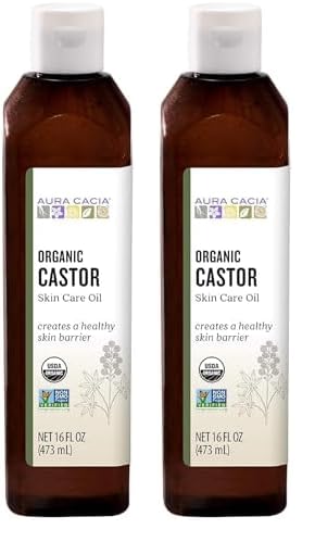 Aura Cacia Organic Castor Skin Care Oil | GC/MS Tested for Purity | 473ml (16 fl. oz.) (Pack of 2)