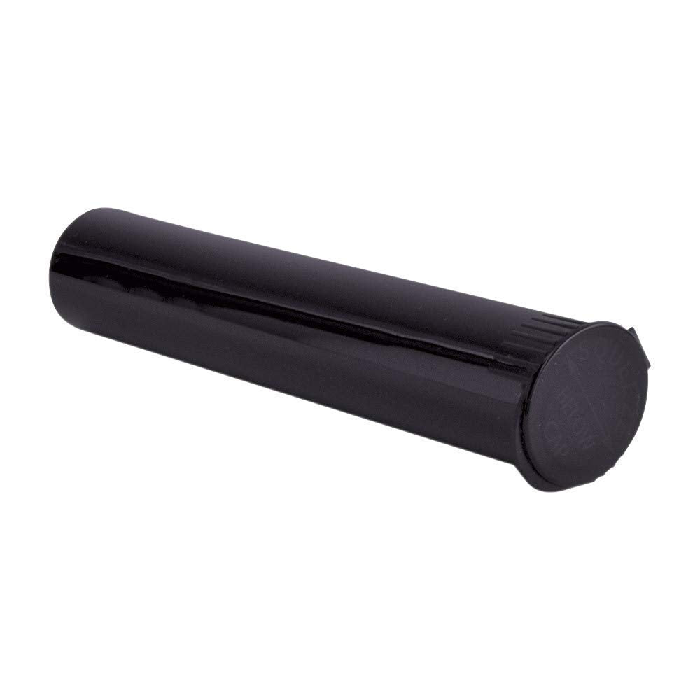 W Gallery 10 Black 98mm Open Cap Pop Top Tubes - Airtight Smell Proof Containers - Plastic Medical Grade Prescription Bottles fo