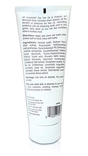 vH essentials Intimate Feminine Wash - pH Balanced with Tea Tree Oil, Cranberry, Prebiotics, Lavender, and Chamomile- 6 Fluid Ou