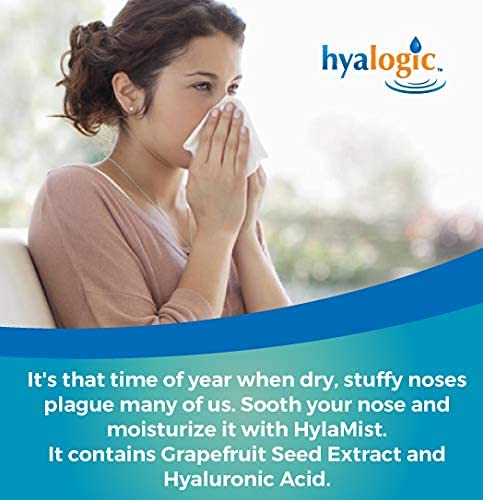 Hyalogic HylaMist Nasal Spray | Hyaluronic Acid Nasal Mist Spray Bottle | Nasal Moisturizer for Dry Nose | Stuffy Nose Relief |