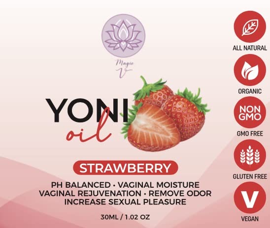 Magical V Yoni Oil For Women Organic Feminine Care Vaginal Moisturizer For Wetness (Strawberry) Ingrown Hair Ph Balance Feminine