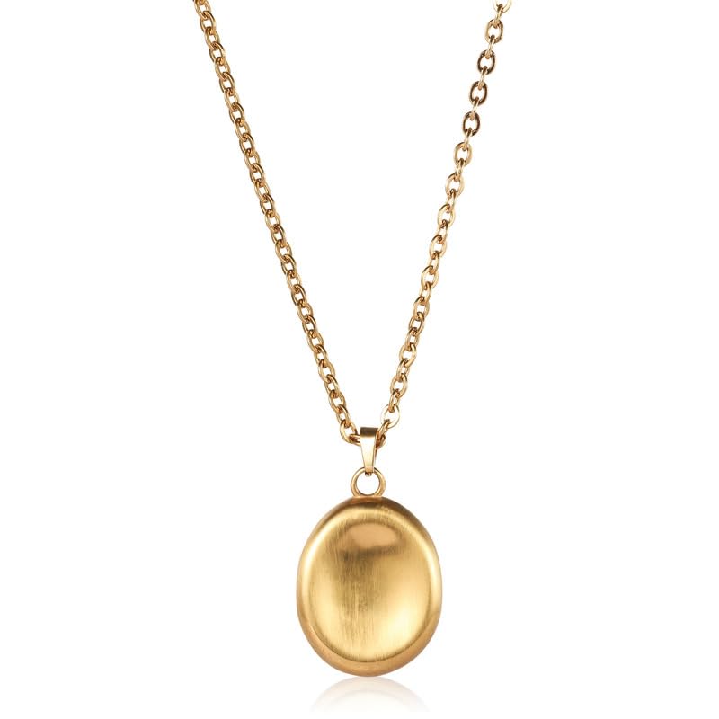 B BBPM Worry Stone Necklace| 14K Gold Plated Dainty Pendant Peaceful Thumb Necklace|Fidget Pendants for Anxiety Relief Meditatio
