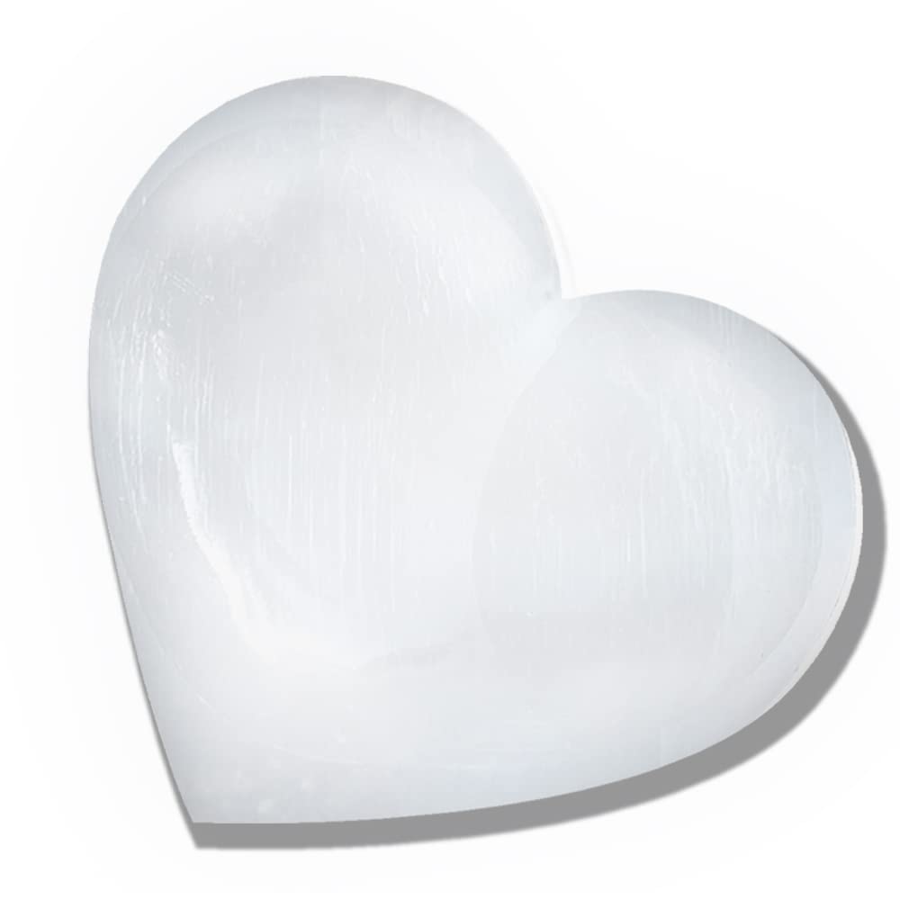 NORTHLANDZ Selenite Crystal Heart Shape Palm Stone, Calming Quality Crystal for Anxiety Relief & Meditation - Natural Body Chakr