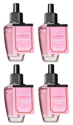 Bath and Body Works 4 Pack Champagne Toast Wallflowers Fragrance Refill. 0.8 fl oz.