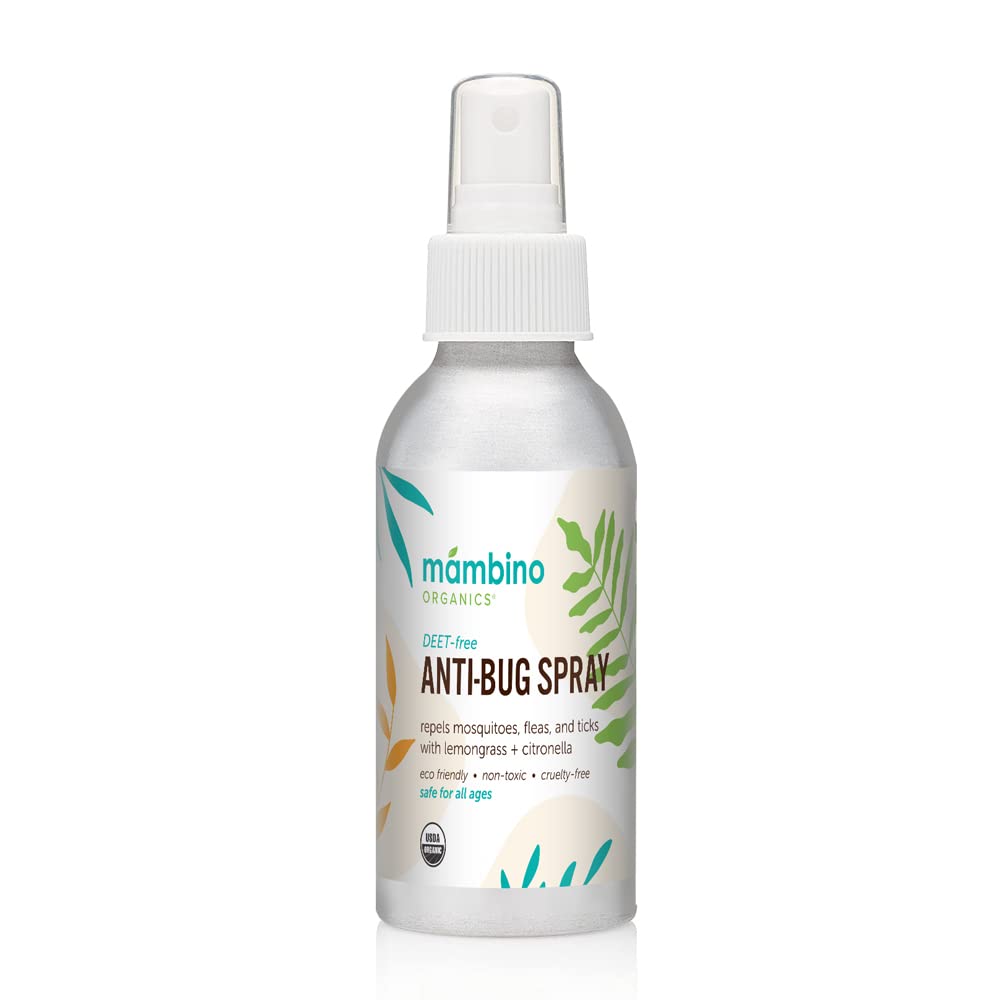 Mambino Organics Anti-Bug Mosquito Repellent Spray - All Natural, DEET-Free, Citronella Insect Repellant - 4 Fluid Ounces