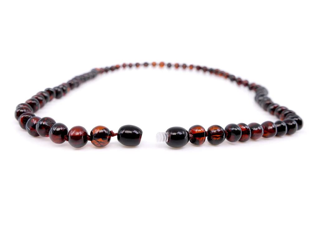 Baltic Amber Necklace for Adult - Natural Amber from Baltic Region, Genuine Baltic Amber (21.6, cherry)