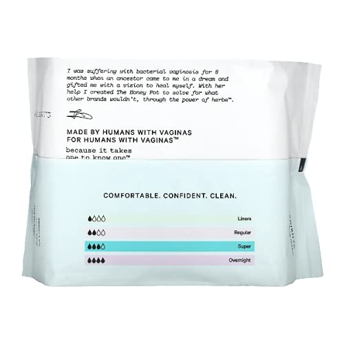 The Honey Pot Company - Non-Herbal Super Absorbency Pads with Wings - Organic Pads for Women - Cotton Cover, & Ultra-Absorbent P