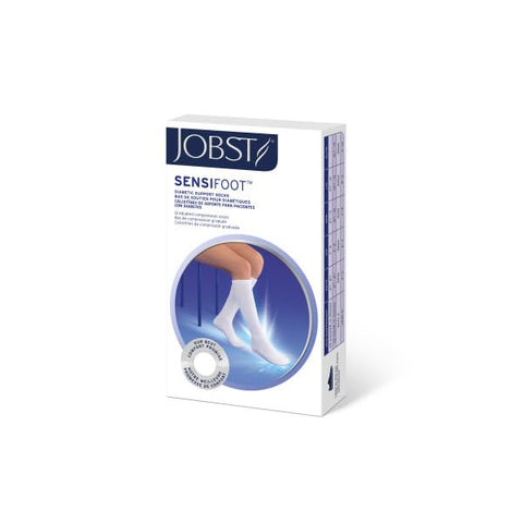 JOBST SensiFoot Diabetic Compression Socks 8-15 mmHg Crew Closed Toe White Large