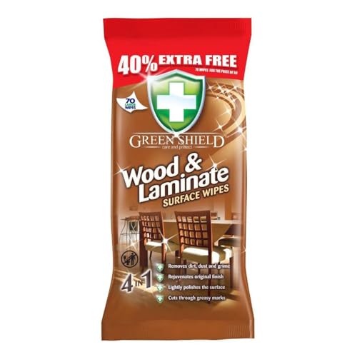 Greenshield Wood And Laminate Surface Wipes  Pack Of 70(Extra Large Wipes)