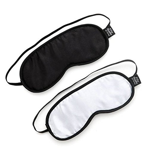 Fifty Shades of Grey No Peeking Blindfolds - Silky Satin Blindfolds with Stretchy Elastic Straps - 2 Pack with Satin Bag - Black