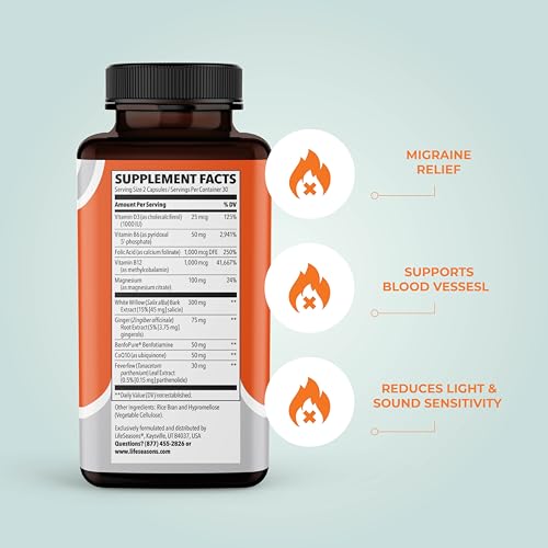 Migra-T - Migraine Prevention & Relief Supplement - Support for Severe Headaches - Reduces Light Sound & Odor Sensitivity - Feve
