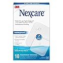 Nexcare Tegaderm Transparent Dressing, Clear Film Lets You See Wounds Heal, Waterproof Dressing Holds Fast for 7 Days - 10 Dress