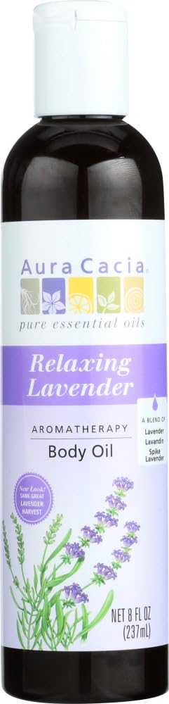 Aura Cacia Lavender Harvest Aromatherapy Body and Massage Oil, 8 Ounce - 3 per case.3