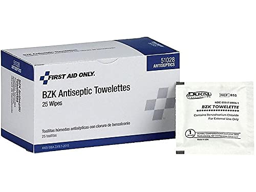 PhysiciansCare 51028 First Aid Antiseptic Towelettes, 25/Box