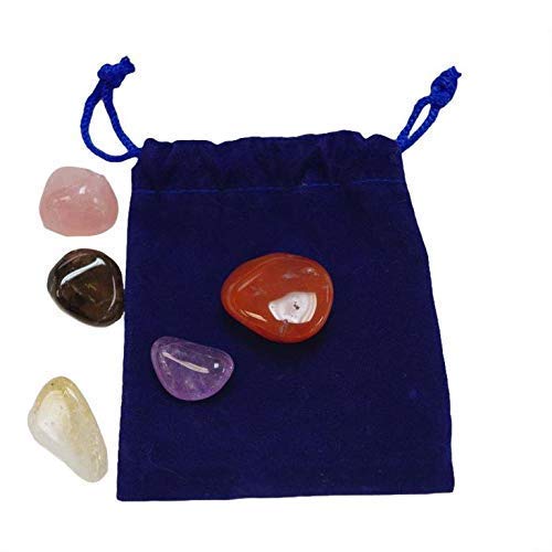 Stones for Anxiety & Depression - Rose Quartz, Amethyst, Citrine, Smoky Quartz & Carnelian - Authentic Crystal Stone Bag