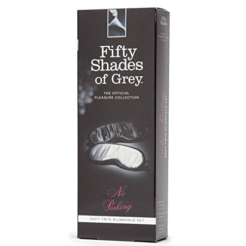 Fifty Shades of Grey No Peeking Blindfolds - Silky Satin Blindfolds with Stretchy Elastic Straps - 2 Pack with Satin Bag - Black