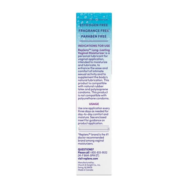 Replens Long Lasting Vaginal Moisturizer, 35 g (Pack of 3) 14 Applications and One reusable applicator by Replens