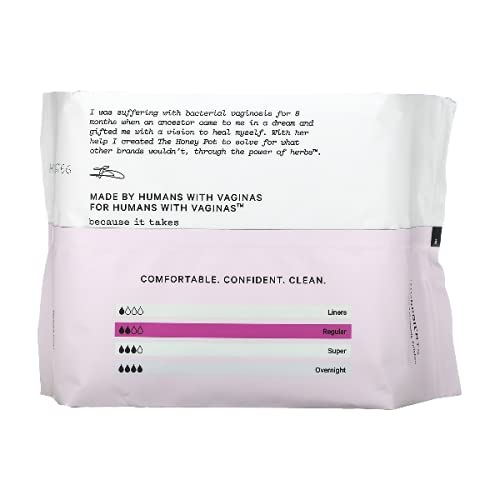 The Honey Pot Company - Non-Herbal Regular Flow Pads with Wings - Organic Pads for Women - Cotton Cover, & Ultra-Absorbent Pulp