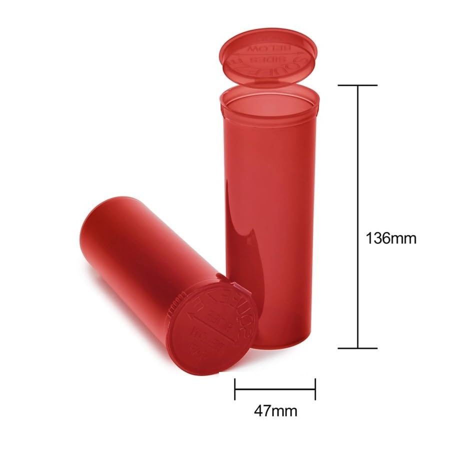 Child-Resistant 60 Dram 7.5 Oz Pop-Top Vial with Hinged Lid Airtight Plastic Empty Pill Bottles for Supplements, Vitamins, Herbs
