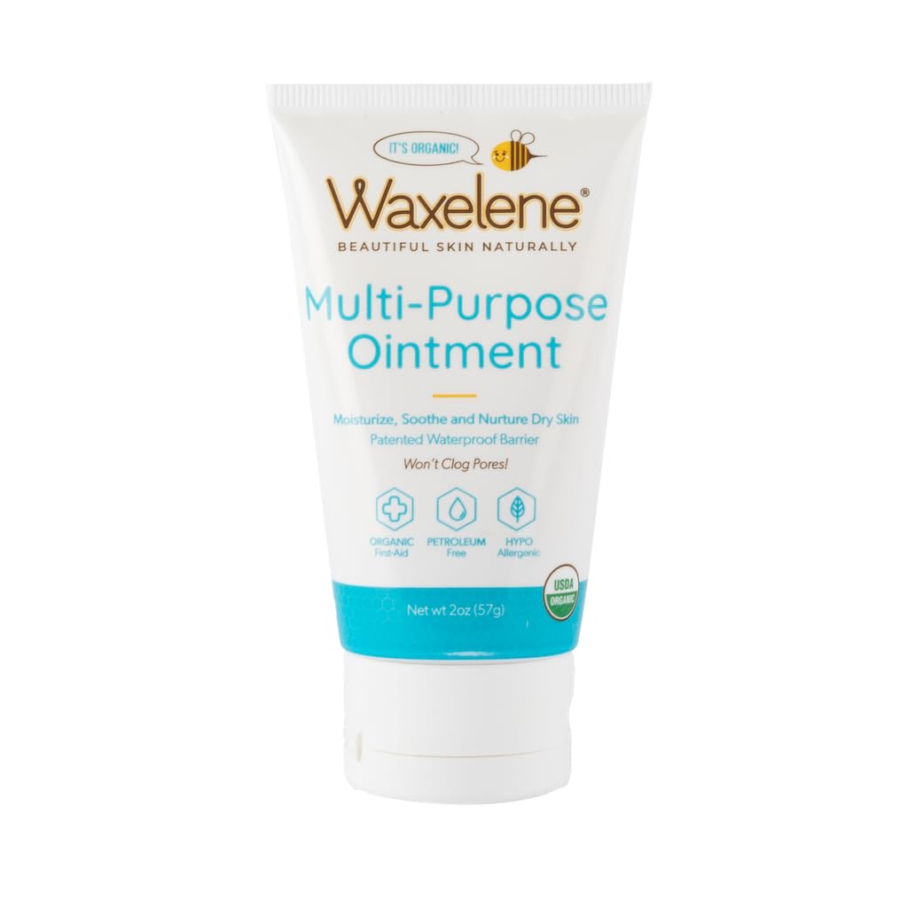 Waxelene Multipurpose Ointment Travel Tube, Organic Aerated Balm the Petroleum Jelly Alternative Soothing Botanical Eczema Dry S
