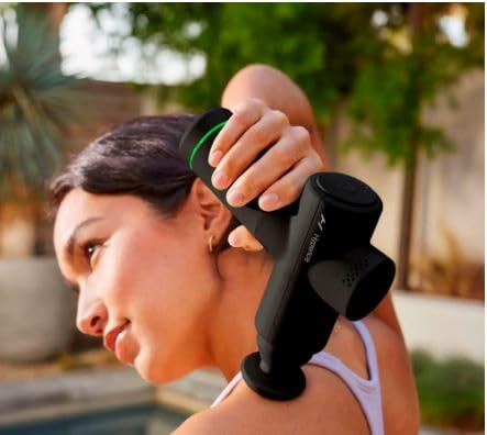Hyperice Hypervolt Go 2 - Black - Featuring Quiet Glide Technology - Handheld Percussion Massage Gun - 3 Speeds, 2 Interchangeab