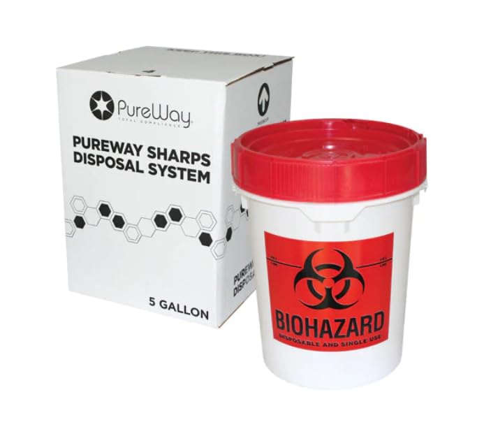 MailBack 5 Gallon Gallon PureWay Sharps Container Disposal System - [PrePaid Return Label Included] for Home, Travel, Profession