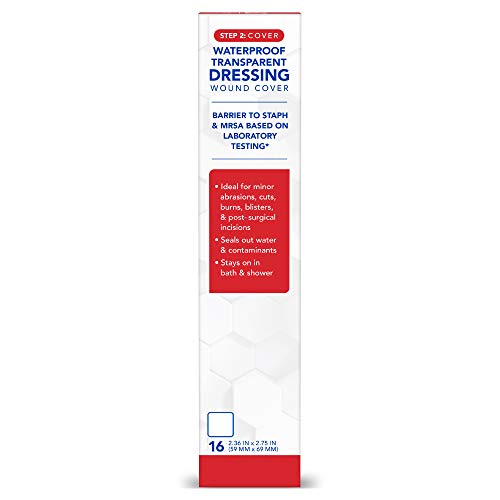 All Health Clear Waterproof Transparent Dressing Wound Cover, 2.36 in X 2.75 in, 16 Count