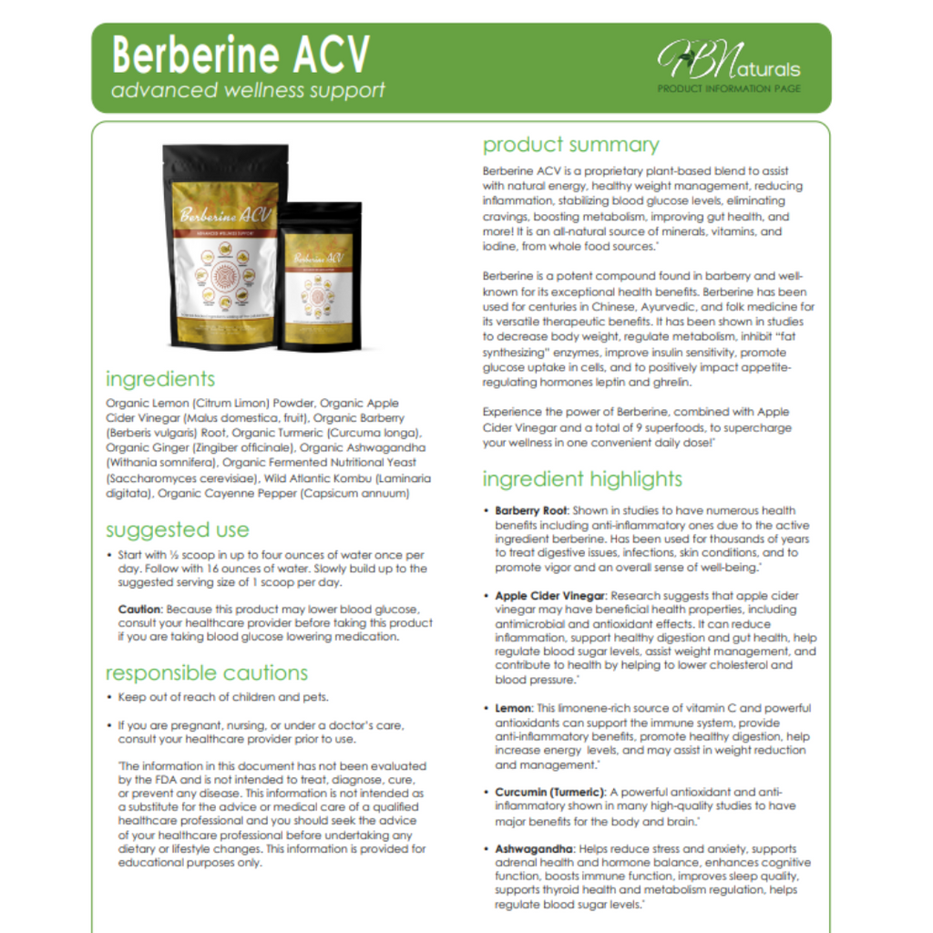 Berberine ACV - Supports Healthy Blood Sugar, Digestion & Immunity