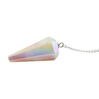 Angel Aura Rose Quartz Crystal Pendulum for Divination - Dowsing Pendulum Necklace with Chain and Crystal Ball for Reiki Healing