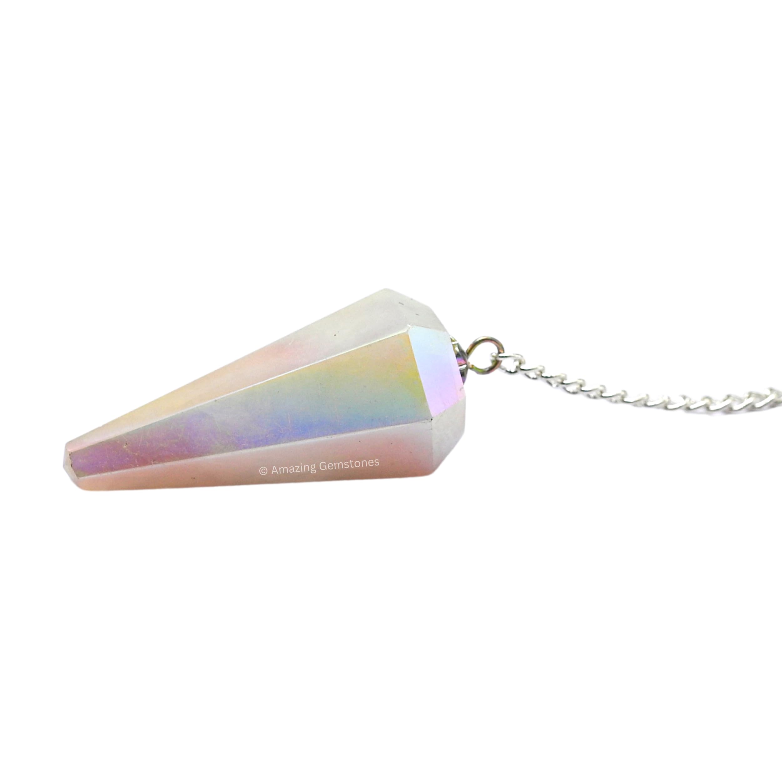 Angel Aura Rose Quartz Crystal Pendulum for Divination - Dowsing Pendulum Necklace with Chain and Crystal Ball for Reiki Healing