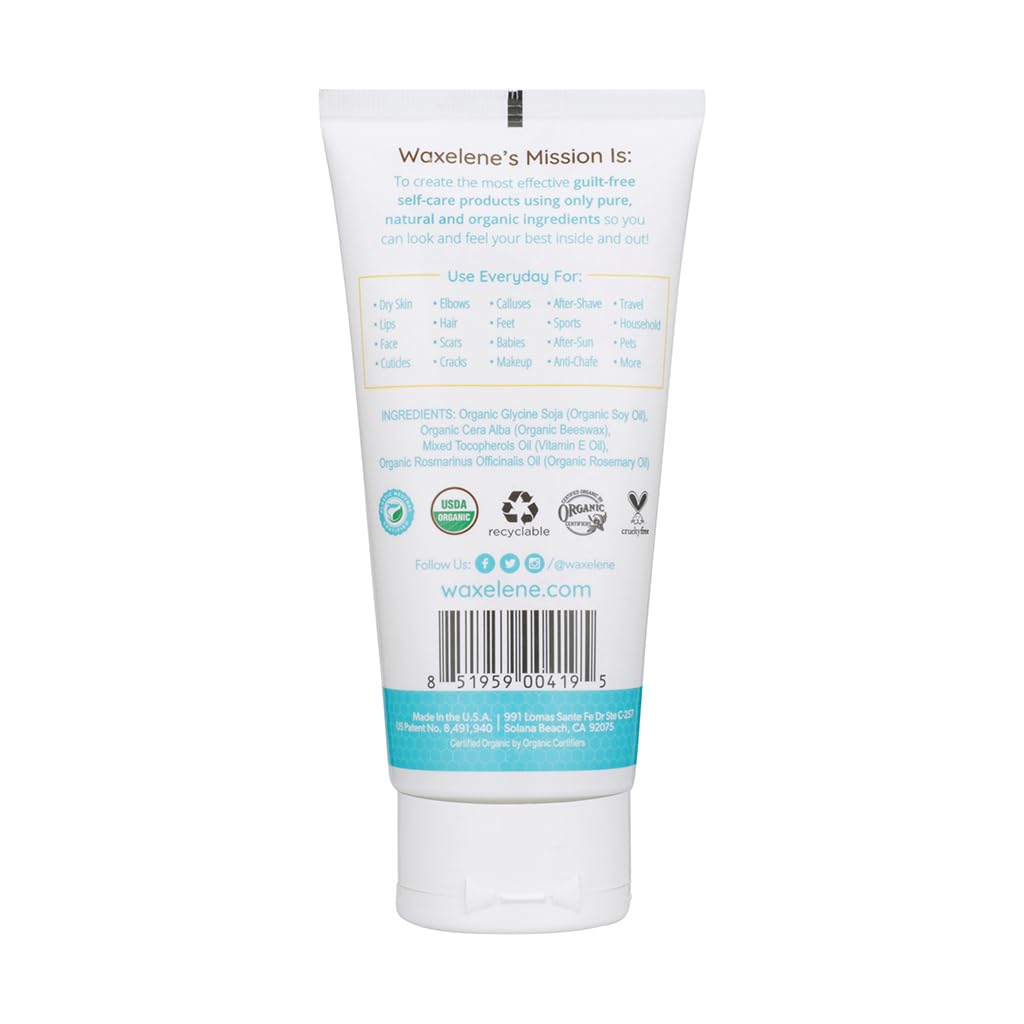 Waxelene Multipurpose Ointment Large Tube, Organic Aerated Balm the Petroleum Jelly Alternative Soothing Botanical Eczema Dry Sk