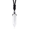 TIKCAUZ Hexagonal Crystal Necklace Clear Quartz Point Pendant with Adjustable Rope Reiki Healing Crystal Stone Gemstone Necklace