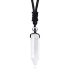 TIKCAUZ Hexagonal Crystal Necklace Clear Quartz Point Pendant with Adjustable Rope Reiki Healing Crystal Stone Gemstone Necklace