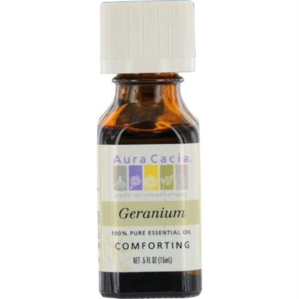 Aura Cacia 100% Pure Geranium Essential Oil | Gc/Ms Tested For Purity | 15 Ml (0.5 Fl. Oz.) | Pelargonium Graveolens