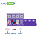 EZY DOSE Weekly (7-Day) Pill Planner, Medicine Case, Vitamin Organizer Box, Small Locking Compartments to Secure Prescription Me