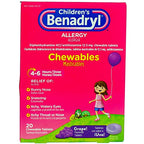 Childrens Benadryl Allergy Chewables, Grape, 20 Count (Pack of 24)
