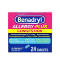 Benadryl Allergy Plus Congestion Ultra Tablets, 24 Count Each (12)