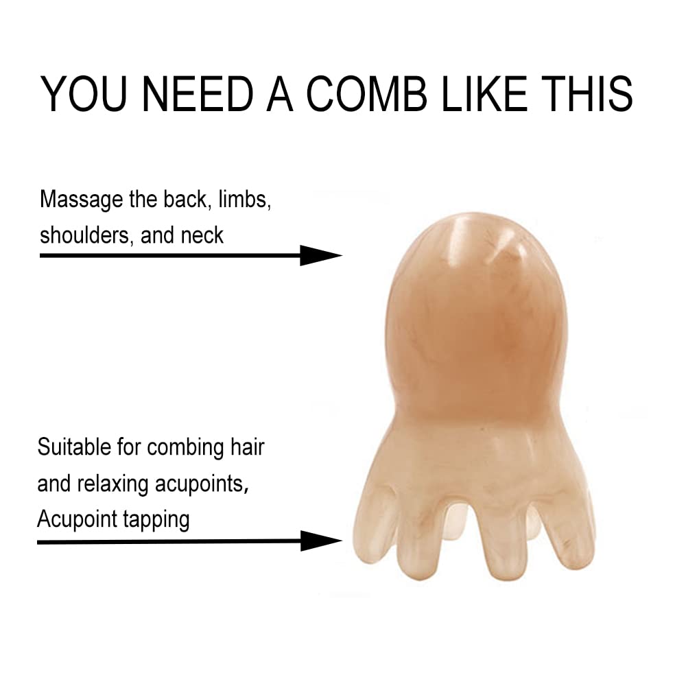 2 Pcs Octopus Head Massager Comb, Point Massage Comb, Back Neck and Back Manual Deep Massage Tools, Handheld Palm Full Body 8-Le