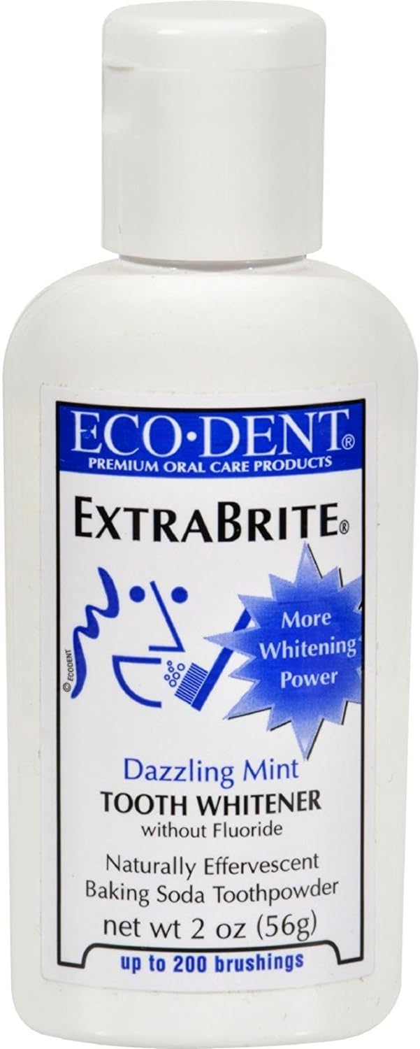 Eco-Dent ExtraBrite Baking Soda Toothpowder, Mint - Fluoride-Free Toothpaste Powder, SLS-Free Tooth Powder with Oxidizing Calciu