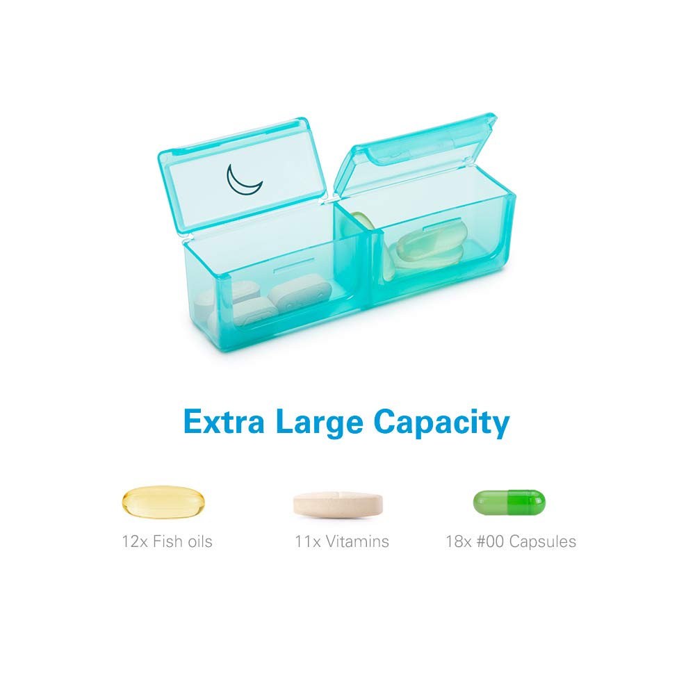 BUG HULL Pill Organizer 2 Times a Day, Large Weekly Pill Box AM PM, 7 Day Pill Case, Day and Night Vitamin Containers for Vitami