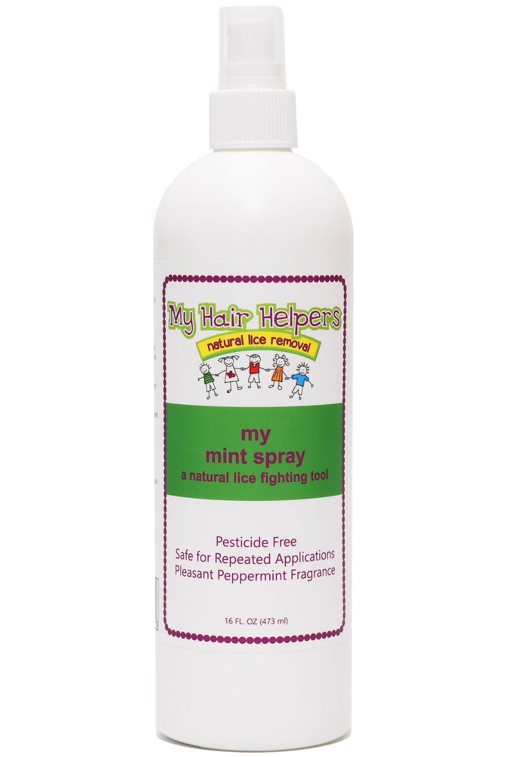 My Hair Helpers Mint Anti-Lice Spray for Head Lice Defense - Naturally Formulated with Essential Oils, 16 fl Ounces, Works on 2-