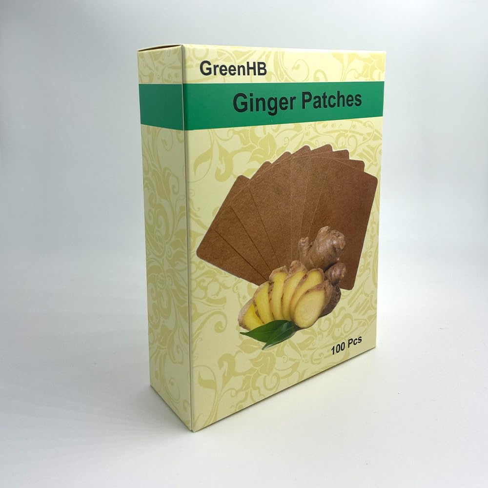 GreenHB 100 Pcs Ginger Patches Herbal Ginger Foot Pads Lymphatic Drainage Patches
