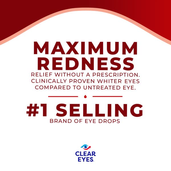 Clear Eyes Maximum Strength Redness Relief Eye Drops, 2 Count