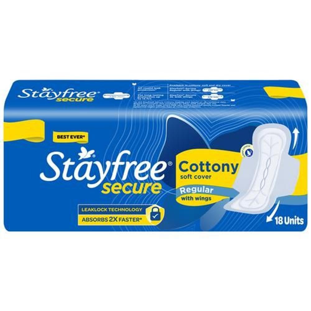 Stayfree Secure Cottony Regular Sanitary Pads  18 Count