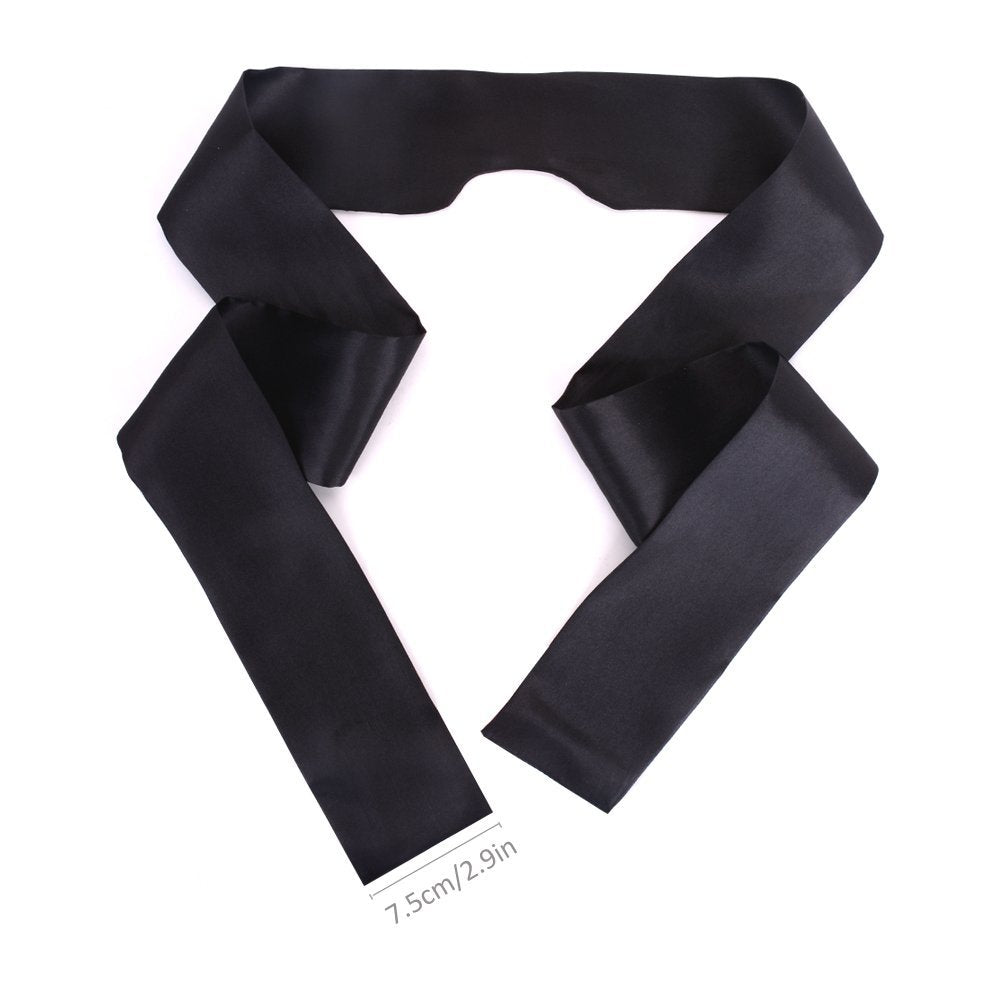 JISEN Silky Satin Eye Mask Cover Band Sleeping Blindfold with Nasal Type Black