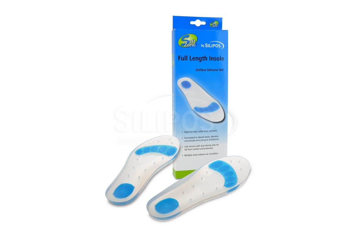 Silipos SoftZone 4013 Full Length Foot Insole - Small, Latex-Free, Hypoallergenic Multi-Density Silicone Foot Cushion