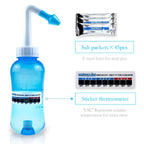 WATERPULSE Neti Pot, Sinus Rinse Nasal Wash 300ML Neti-Pot with 45 Nasal Wash Salt Packets and Sticker Thermometer,Nose Washing