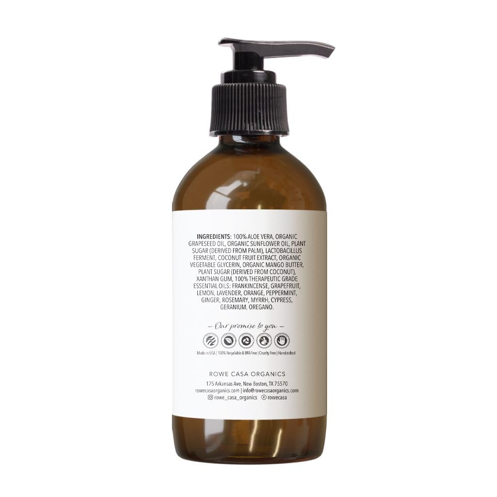 Rowe Casa Organics All-Natural Lymphatic Lotion with Therapeutic Grade Essential Oils, Non-Greasy Formula Moisturizes Skin and S